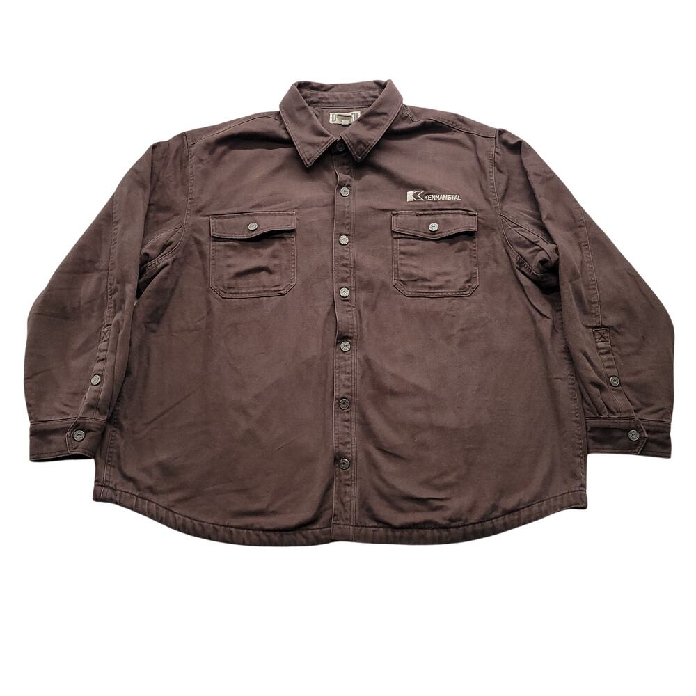 Duluth Trading Co Mens 4XL Brown Canvas Shirt Jacket Flannel Lined Workwear
